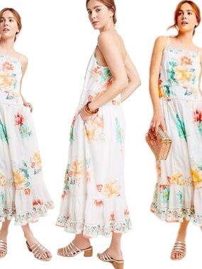 Farm Rio for Anthropologie Lantanas Maxi Dress Extra Small
